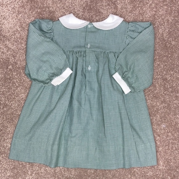Zu Christmas candy cane green white dogtooth Peter Pan collar dress 12m - Picture 8 of 10